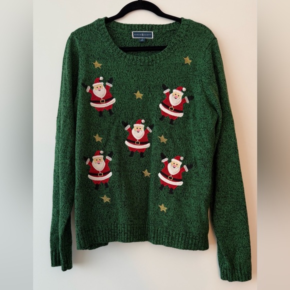 Women's Mini Santa Metallic Graphic Sweater - Picture 2 of 5